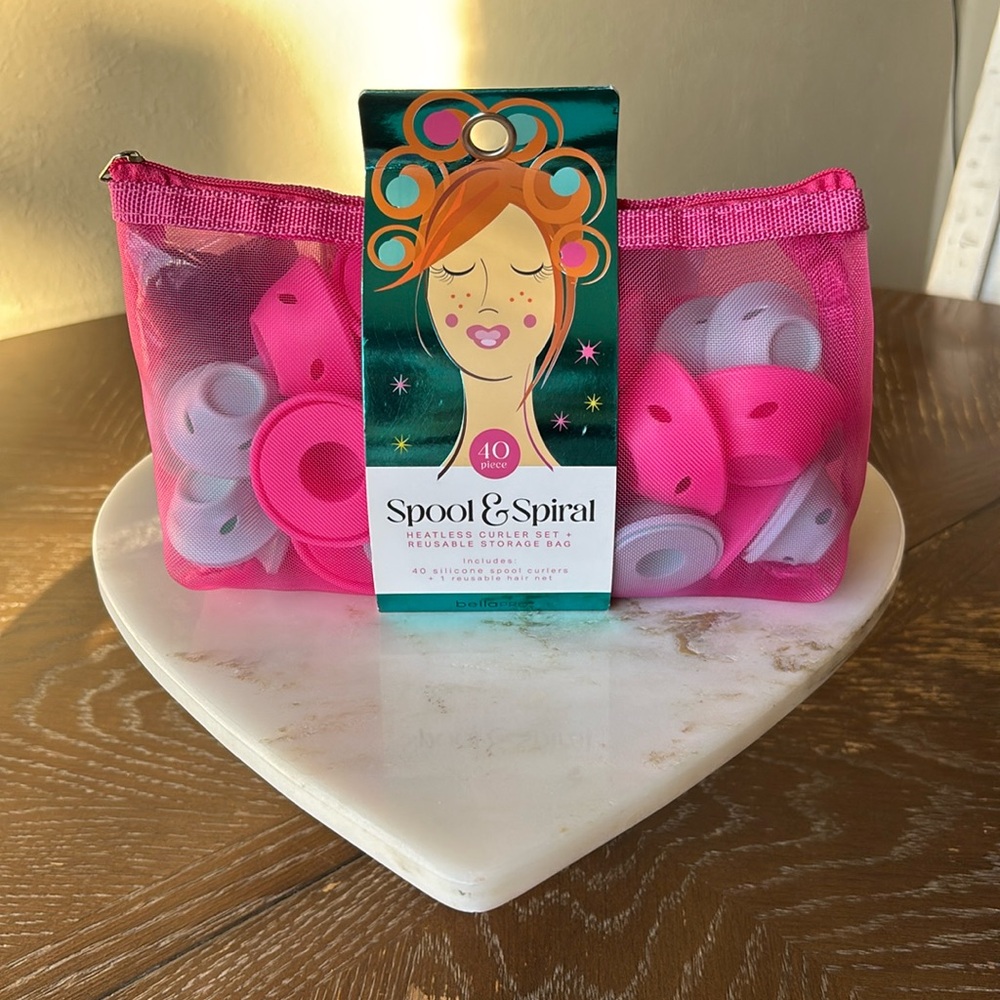 Bellapro Spool & Spiral Silicon Heatless Curler Reusable storage bag 40piece set